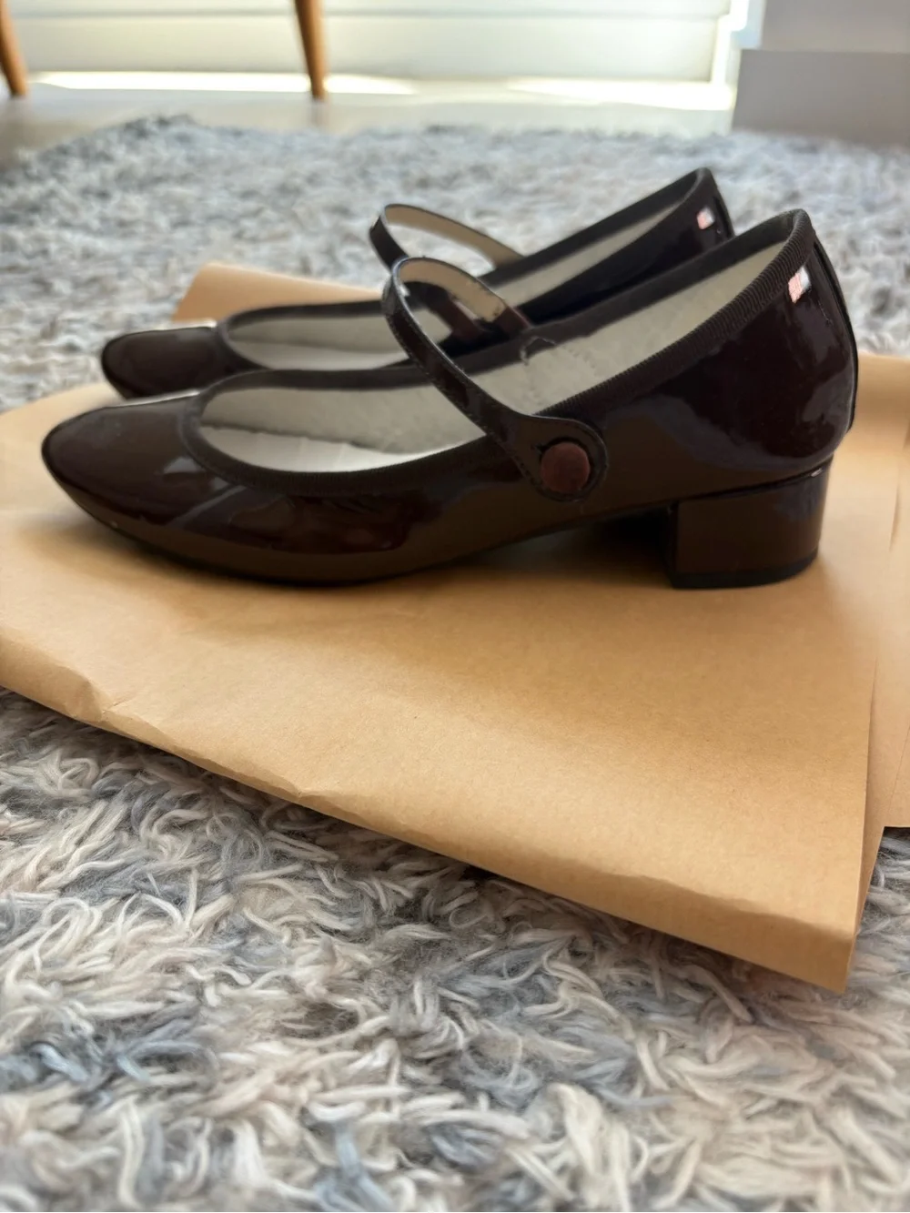 Repetto Rose Sole Rubber Mary Janes - oxblood red kitten heel size 36